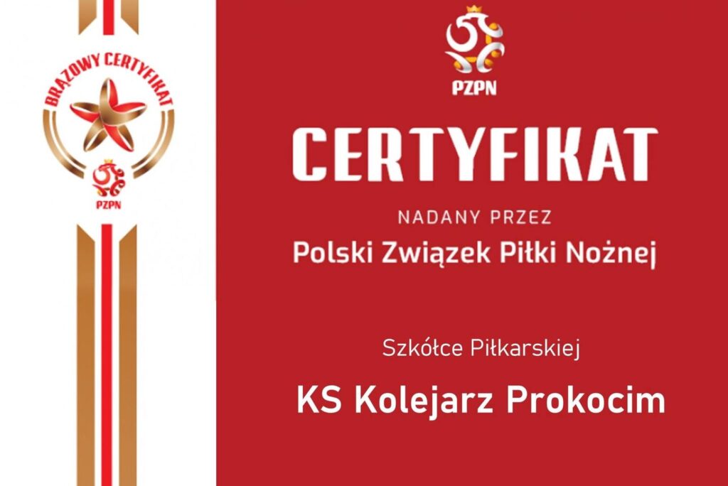 Akademia Piłki Nożnej w KS Kolejarz Prokocim posiada brązowy certyfikat PZPN